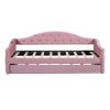 Twin Size Tufted Upholstered Daybed with Trundle ,Velvet Sofabed with USB&Type-C Charging Ports,No Box-spring Needed, Pink