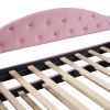 Twin Size Tufted Upholstered Daybed with Trundle ,Velvet Sofabed with USB&Type-C Charging Ports,No Box-spring Needed, Pink