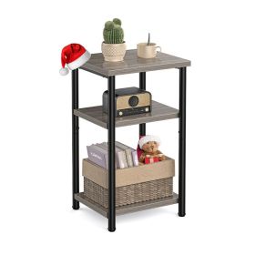 Small End Table Side Table with Adjustable Feet (Color: Grey, Type: End Table)