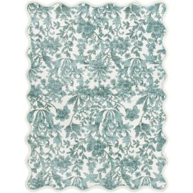 4'x5'6" Feather Faux Fur Scalloped Indoor Area Rug (Color: Green)